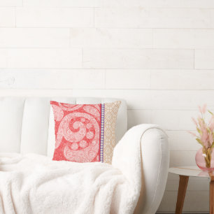 a card with a red heart on it throw pillow