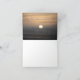 A card with the words 'In the beginning'