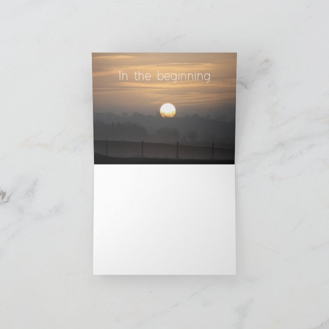 A card with the words 'In the beginning' (Inside)