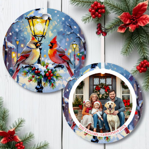 A Cardinal Christmas Photo Template Personalized Metal Ornament