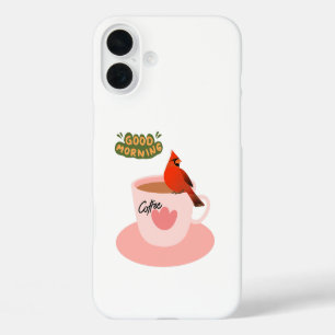 A cardinal's cozy coffee break  iPhone 16 plus case