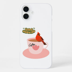 A cardinal's cozy coffee break  iPhone 16 plus case