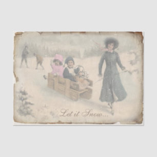 A Carefree Victorian Christmas Sled Ride Tissue Paper