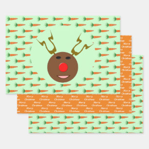 A Carrot for Christmas Reindeer Custom Wrapping Paper Sheet