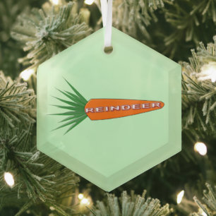 A Carrot for Christmas Reindeer Glass Ornament