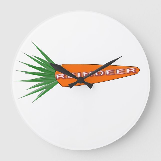 A Carrot for Christmas Reindeer Wall Clock (Front)