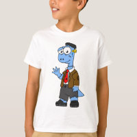 A Cartoon Brontosaur Dressed Up As Frankenstein.