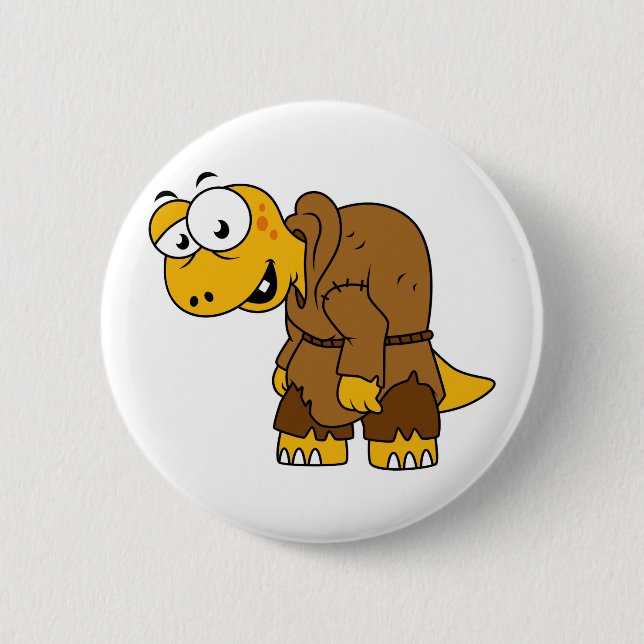 A Cartoon Dinosaur Hunchback. 2 Inch Round Button (Front)