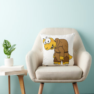 A Cartoon Dinosaur Hunchback. Throw Pillow