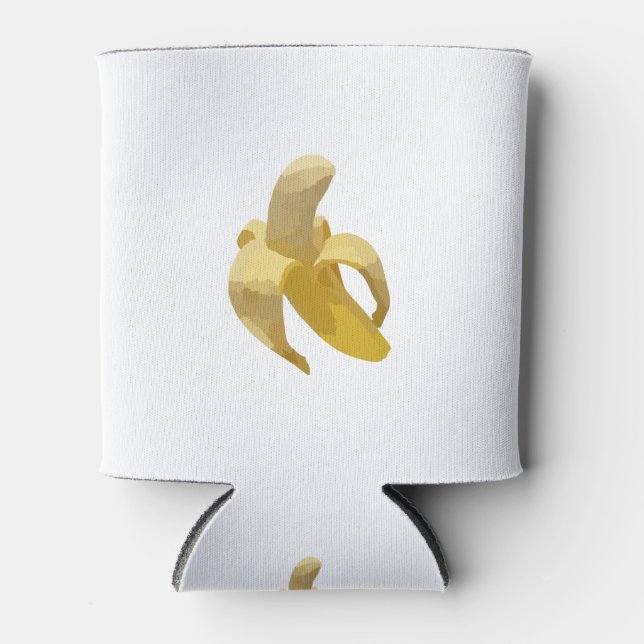 A Cartoon Drawn Banana half peeled Can Cooler (Front)