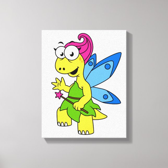 A Cartoon Fairysaur Dinosaur. Canvas Print (Front)