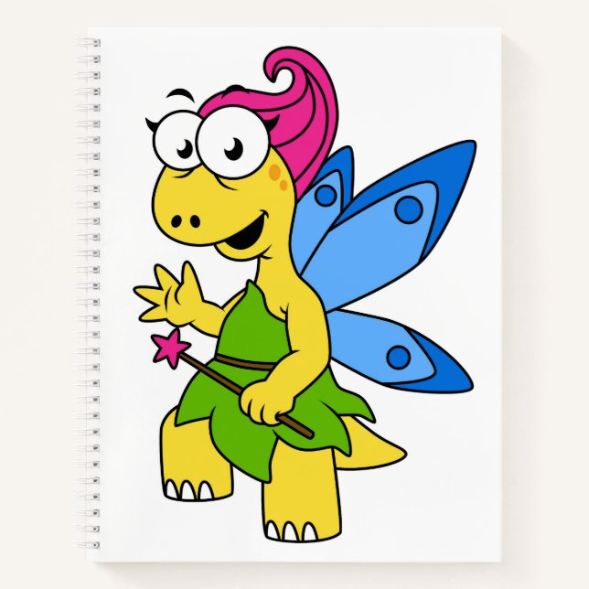 A Cartoon Fairysaur Dinosaur. Notebook (Front)
