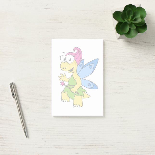 A Cartoon Fairysaur Dinosaur. Post-it Notes (Office)