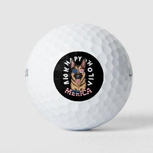 A cartoon German Shepherd in American flag colours Golf Balls