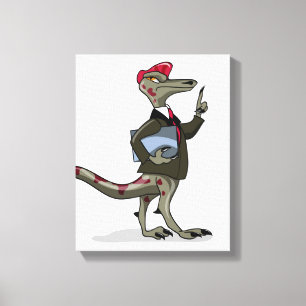 A Cartoon Iguanodon Clerk. Canvas Print