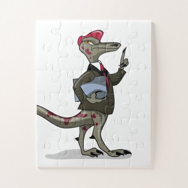 A Cartoon Iguanodon Clerk. Jigsaw Puzzle (Vertical)