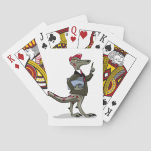 A Cartoon Iguanodon Clerk. Playing Cards