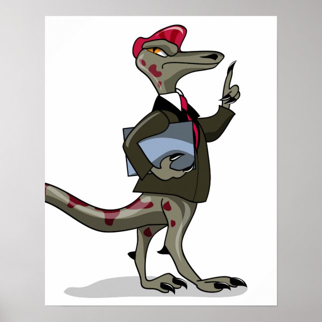 A Cartoon Iguanodon Clerk. Poster (Front)