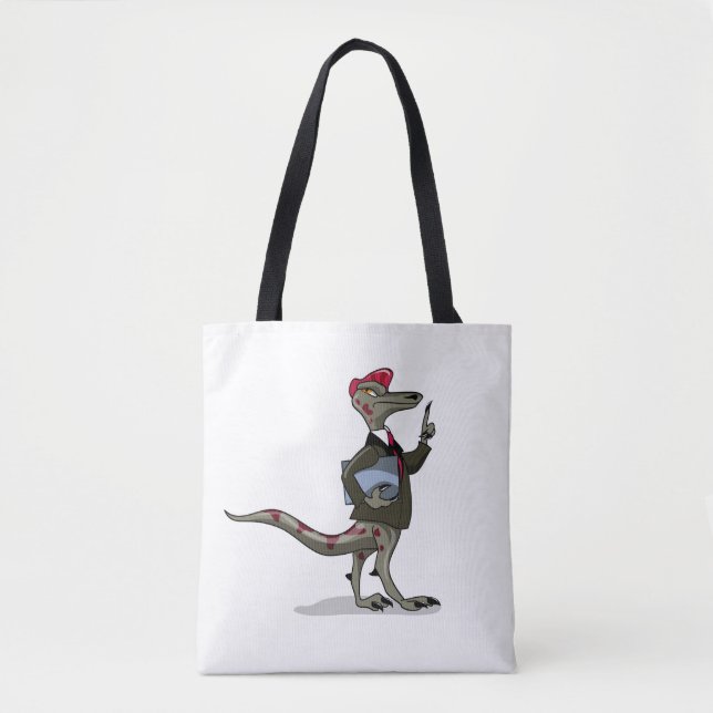 A Cartoon Iguanodon Clerk. Tote Bag (Front)