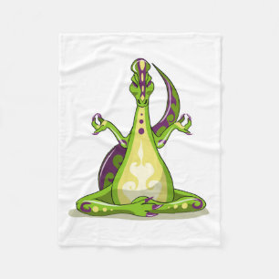 A Cartoon Iguanodon Dinosaur Doing Yoga. Fleece Blanket