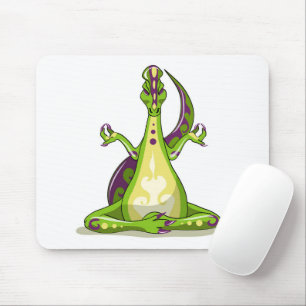 A Cartoon Iguanodon Dinosaur Doing Yoga. Mouse Pad