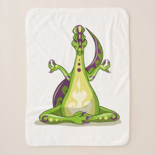 A Cartoon Iguanodon Dinosaur Doing Yoga. Sherpa Blanket