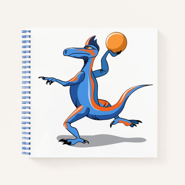 A Cartoon Iguanodon Playing Basketball. Notebook (Front)