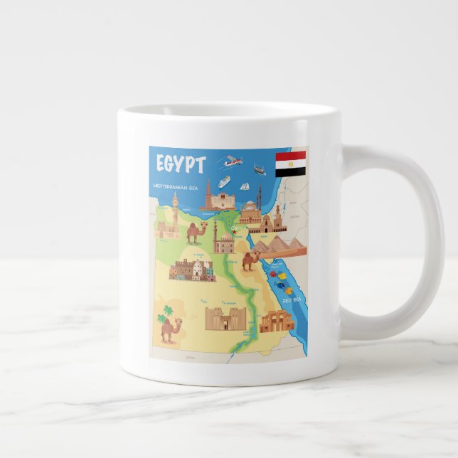 A Cartoon Map of Egypt Large Coffee Mug (Right)