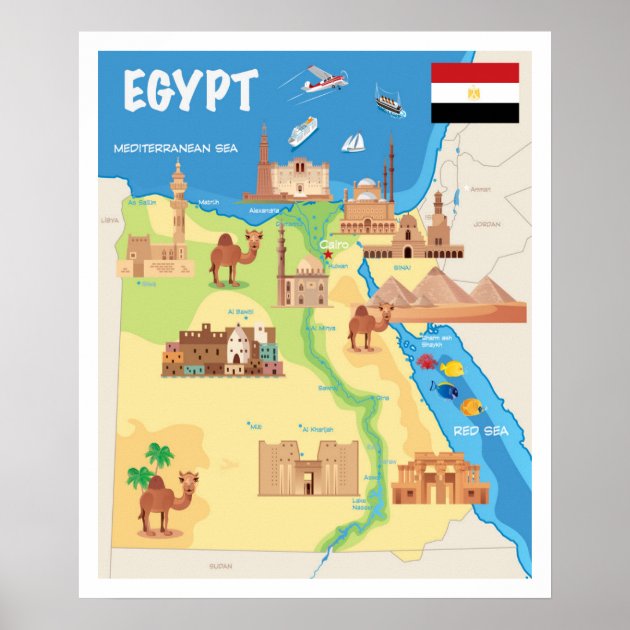 A Cartoon Map Of Egypt Poster Zazzle   A Cartoon Map Of Egypt Poster R82bffda3882c45aaad8bd11440199fa0 Wvy 8byvr 630 