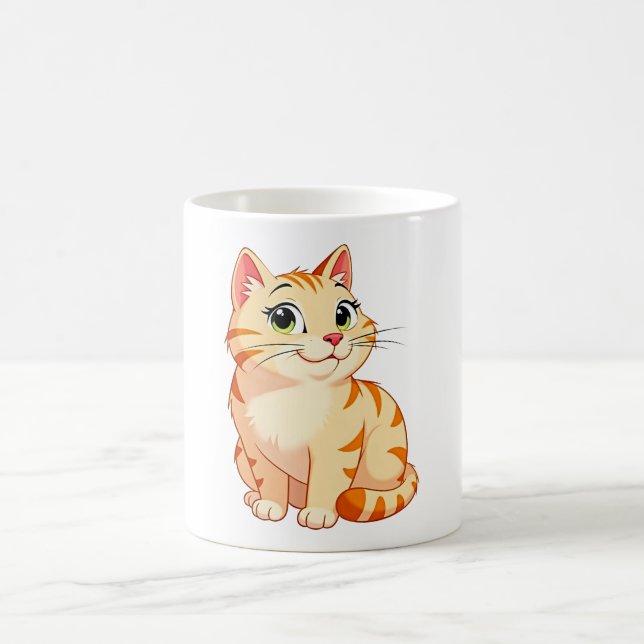 a cartoon orange tabby cat coffee mug (Center)