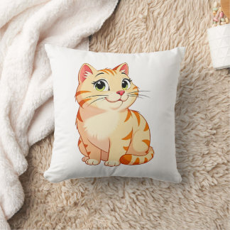 a cartoon orange tabby cat throw pillow