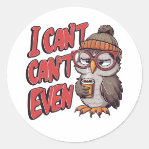 A cartoon owl with a beanie and large glasses			 classic round sticker