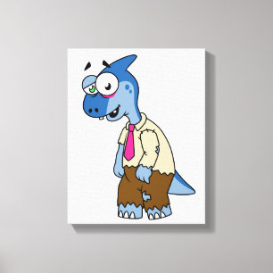 A Cartoon Parasaurolophus Dressed Up As A Zombie. Canvas Print