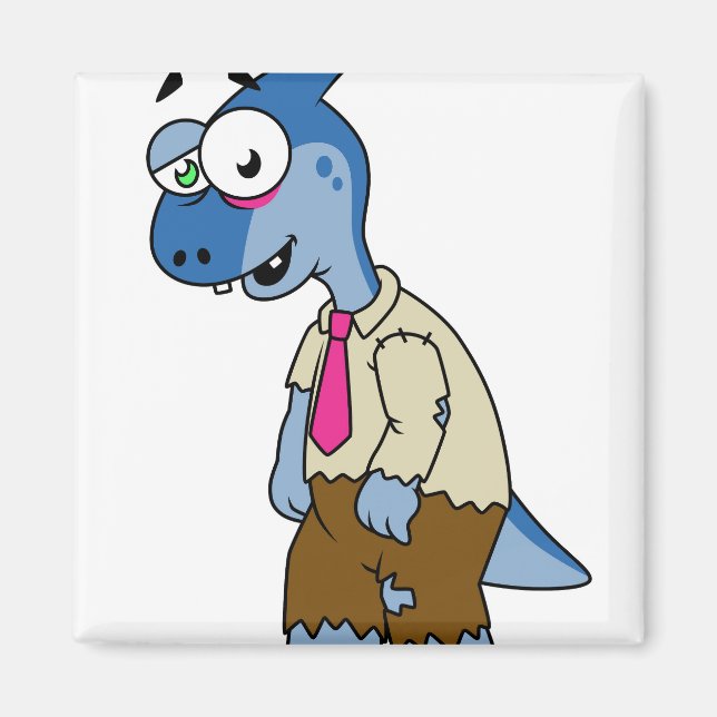 A Cartoon Parasaurolophus Dressed Up As A Zombie. Magnet (Front)