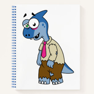 A Cartoon Parasaurolophus Dressed Up As A Zombie. Notebook