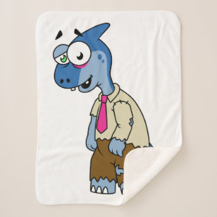 A Cartoon Parasaurolophus Dressed Up As A Zombie. Sherpa Blanket