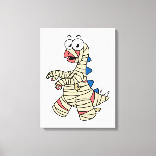 A Cartoon Stegosaurus Dressed Up As A Mummy. Canvas Print