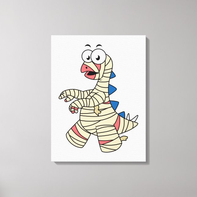 A Cartoon Stegosaurus Dressed Up As A Mummy. Canvas Print (Front)