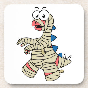 A Cartoon Stegosaurus Dressed Up As A Mummy. Coaster