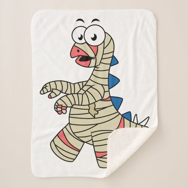 A Cartoon Stegosaurus Dressed Up As A Mummy. Sherpa Blanket (Front)