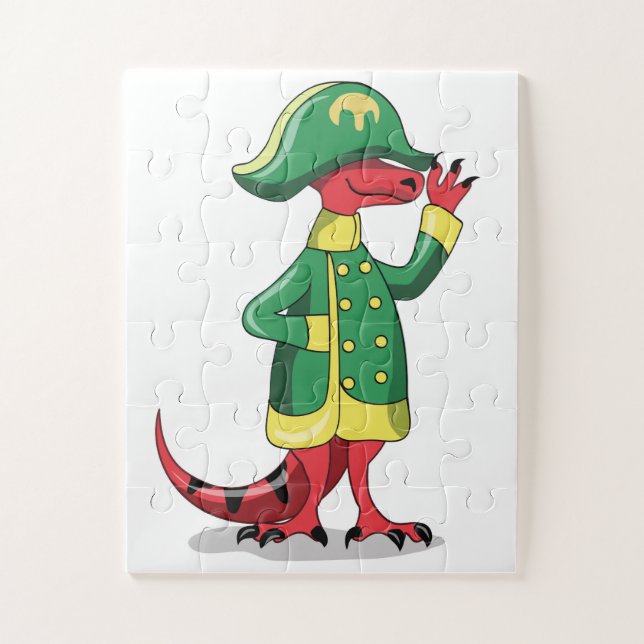 A Cartoon Tyrannosaur Rex Dressed As Napoleon. Jigsaw Puzzle (Vertical)