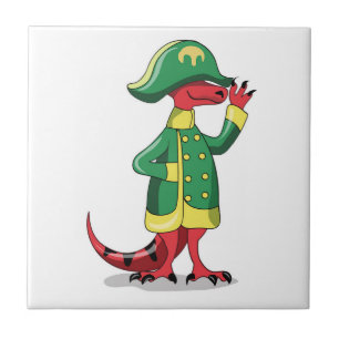 A Cartoon Tyrannosaur Rex Dressed As Napoleon. Tile