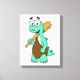 A Cartoon Tyrannosaurus Rex Caveman. Canvas Print