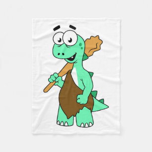 A Cartoon Tyrannosaurus Rex Caveman. Fleece Blanket
