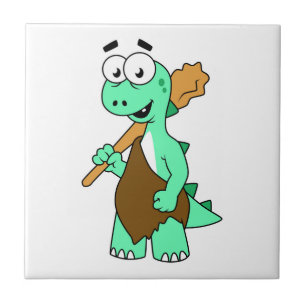 A Cartoon Tyrannosaurus Rex Caveman. Tile