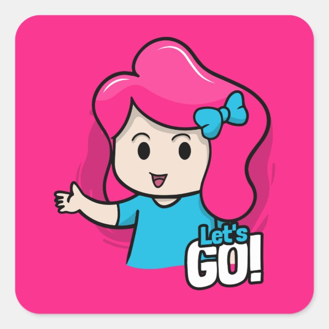 A cartoonish  square sticker (Front)