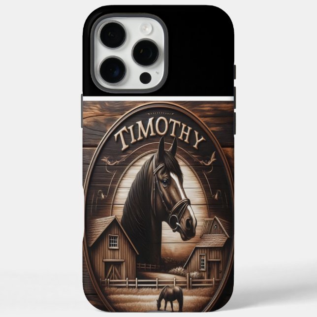 A Carved Wooden Portrait of Timothy, Horse Farm Case-Mate iPhone Case (Back)