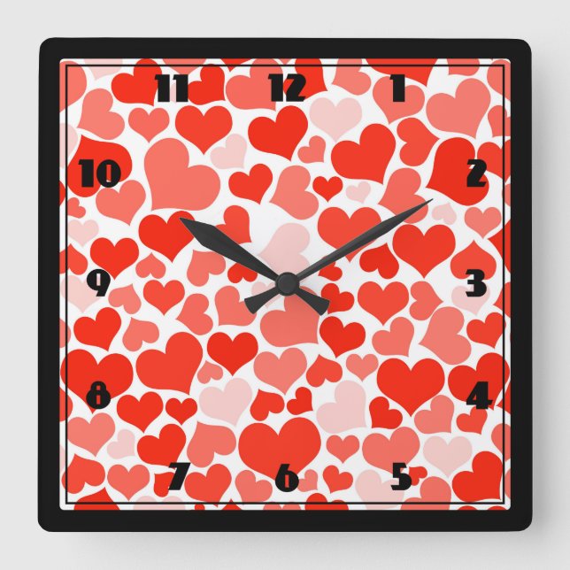 A Cascade of Love -  Hearts Pattern Square Wall Clock (Front)