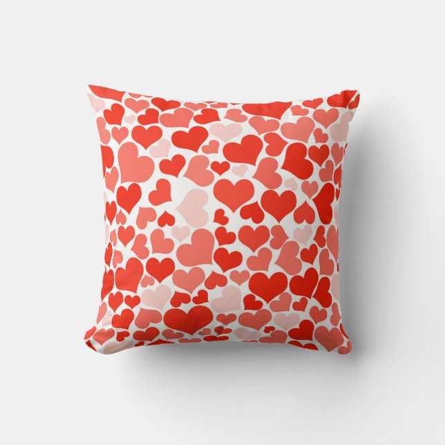 A Cascade of Love -  Hearts Pattern Throw Pillow (Front)