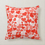 A Cascade of Love -  Hearts Pattern Throw Pillow<br><div class="desc">A pattern consisting of many different sized hearts ranging from soft seashell pink to bright fire engine red. A colourful valentines themed design. Express your love with a cute heart themed gift.</div>